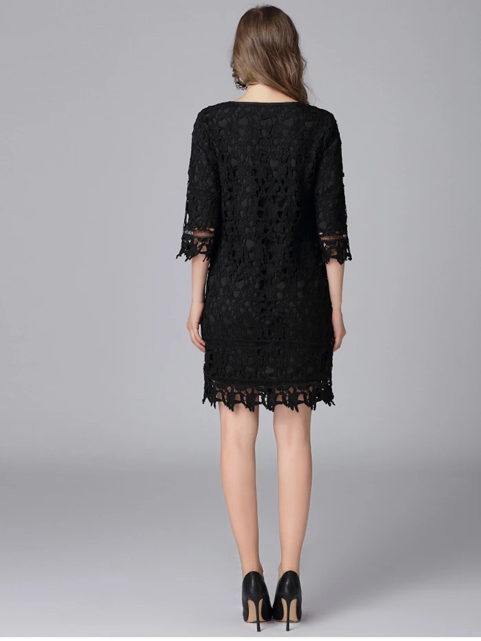 TAOYIZHUAI, новинка, черный цвет, офисное женское платье, прямое, три четверти, пэчворк, выше колена, большой размер, офисное, вечернее платье 14026