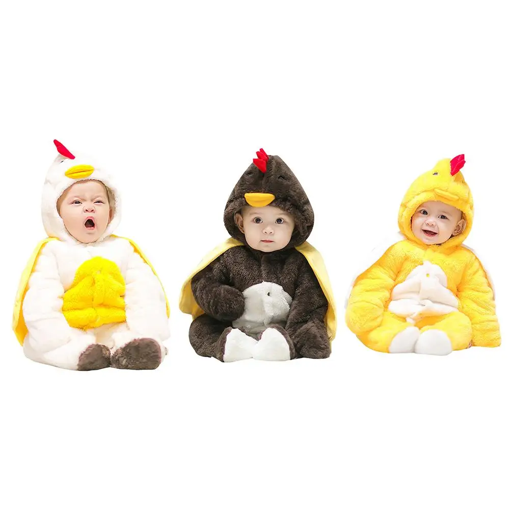 

Newborn Animal Shape Hooded Romper Autumn And Winter Flannel Bunting Outfits Unisex Baby Full Thicken Romper Cartoon Jumpsuit