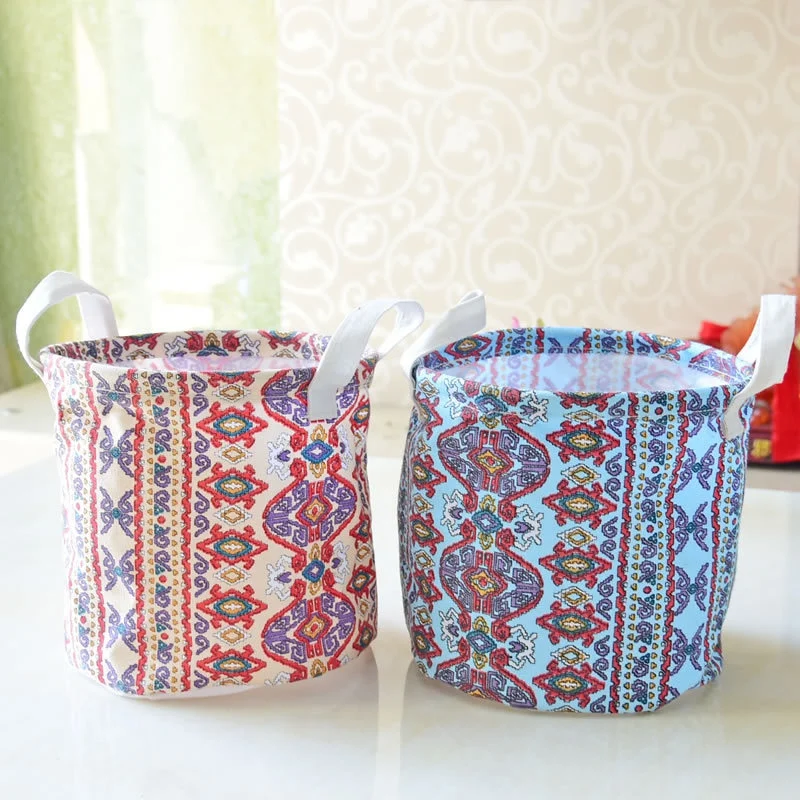 

Small Cotton Linen Storage Bucket Desktop Debris Storage Basket Storage Box Fabric Storage Basket