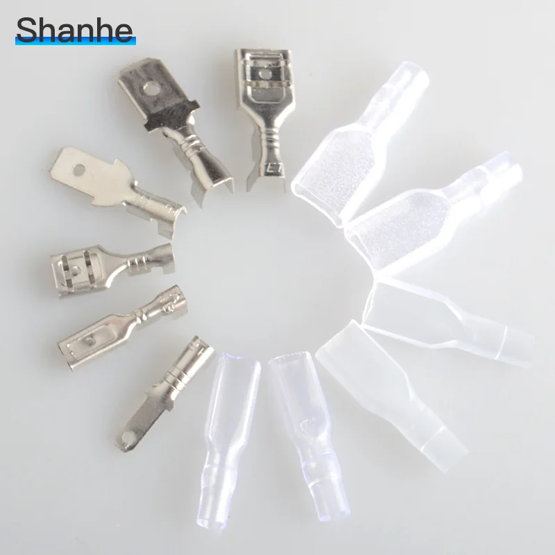 Обжимные клеммы 2 8/4 8/6 3 мм 25 гнездовых контактов + 50 чехлов|male spade connector|spade connectorfemale