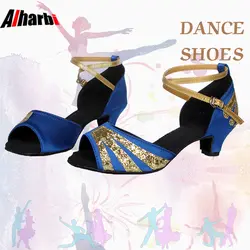Alharbi 4 см каблук для женщин танцевальная обувь для танго туфли для латинских танцев детей обувь девочек дети дамы низкий каблук