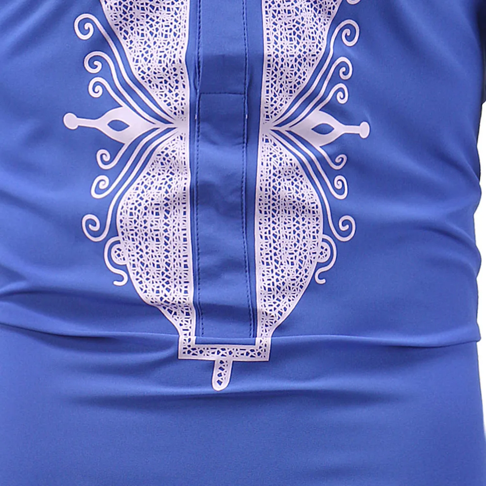 Африканская рубашка Мужская модная печатная Футболка с коротким рукавом Повседневная рубашка Топ Блузка