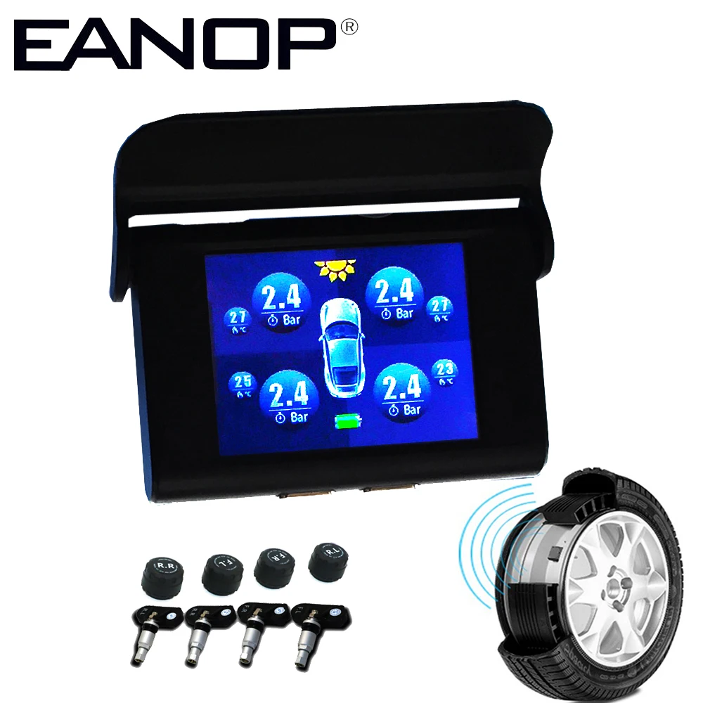EANOP Car TPMS Wireless Solar Tire Pressure Monitoring System Tyre Pressure Sensor Alarma EANOP Car TPMS Wireless Solar Tire Pressure Monitoring System Tyre Pressure Sensor Alarma