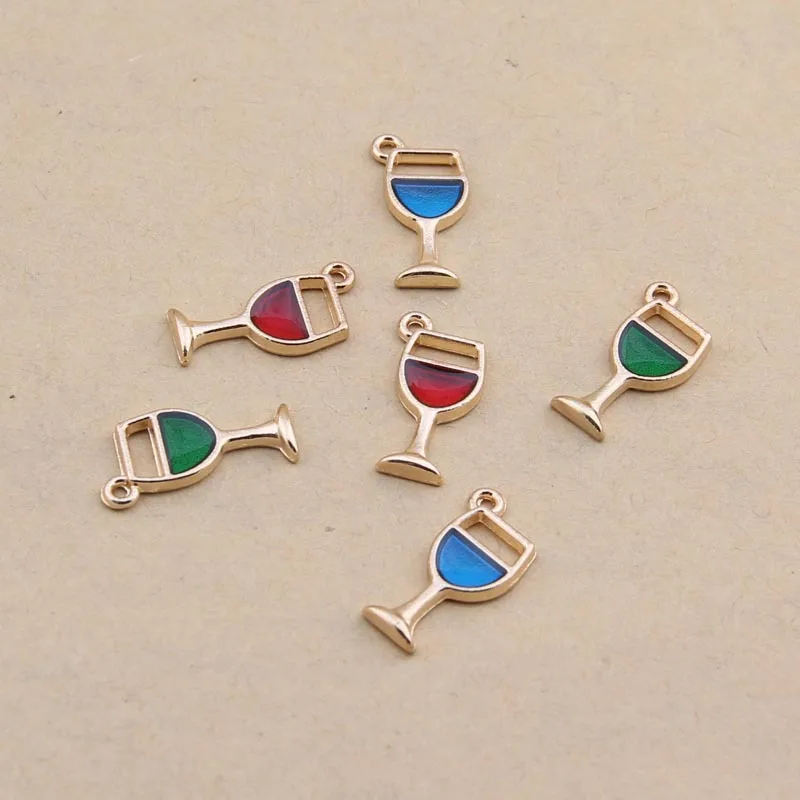 100pcs Enamel Wine glasses charms Exquisite Alloy Pendants Handmade