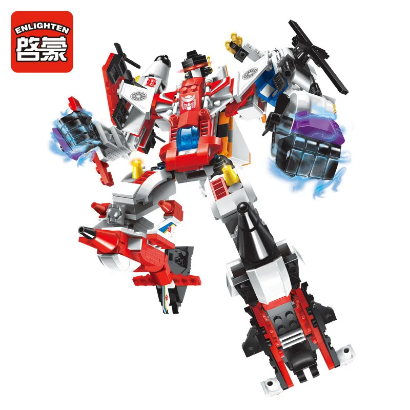 

6 In 1 Educational Building Blocks Helicopter Aircraft Plane Destroyer Robot Block 506pcs toys for children