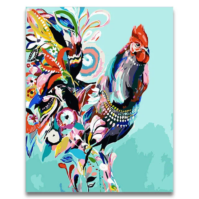 Цифровые краски по номерам курица, лошадь, скот, тигр Зодиак картинка-раскраска картины в рамке Красочные животные краски
