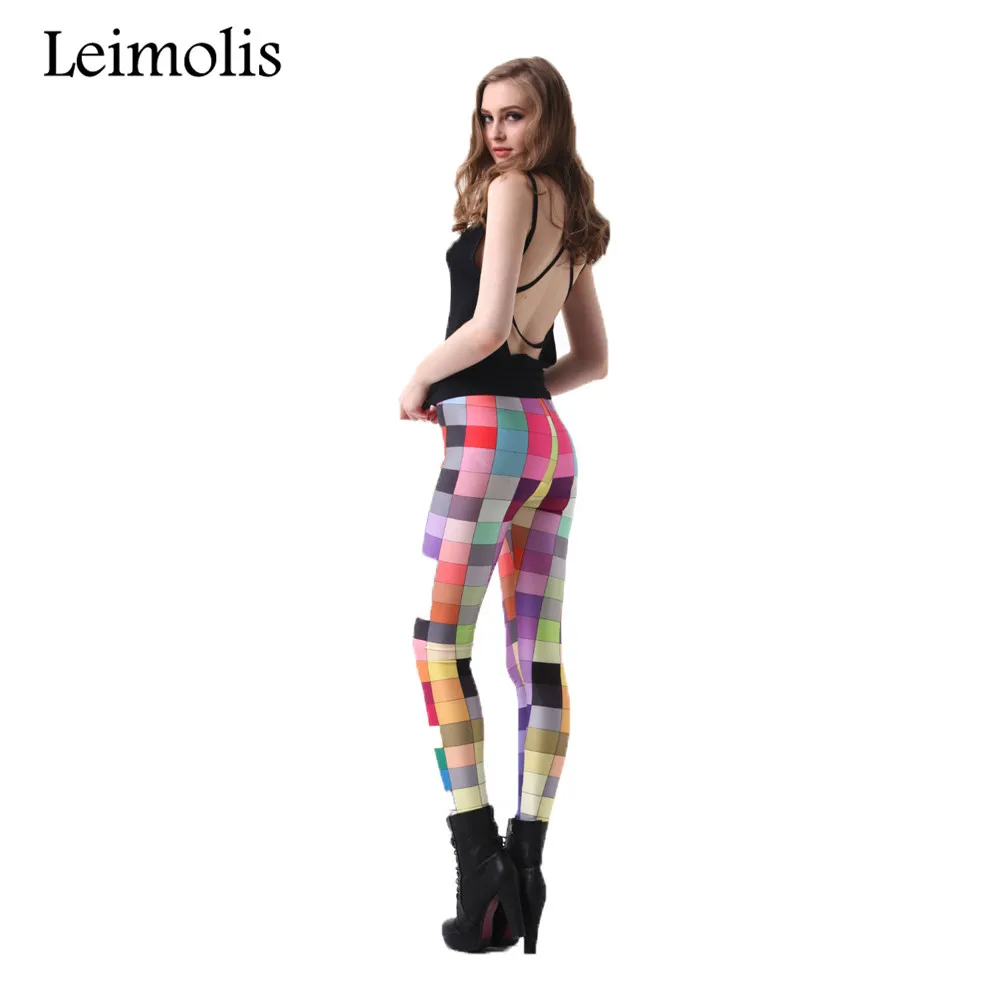 Leimolis, 3D принт, фитнес, пуш-ап, леггинсы для тренировок, женские, готический поп-арт, клетчатая мозаика размера плюс, высокая талия, штаны в стиле панк-рок