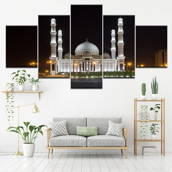 

HD Printed Paintings Modular Posters tajmahal 5 Panel Beautiful Taj Mahal Night Sky Home Decor Modern Wall Art Pictures Canvas