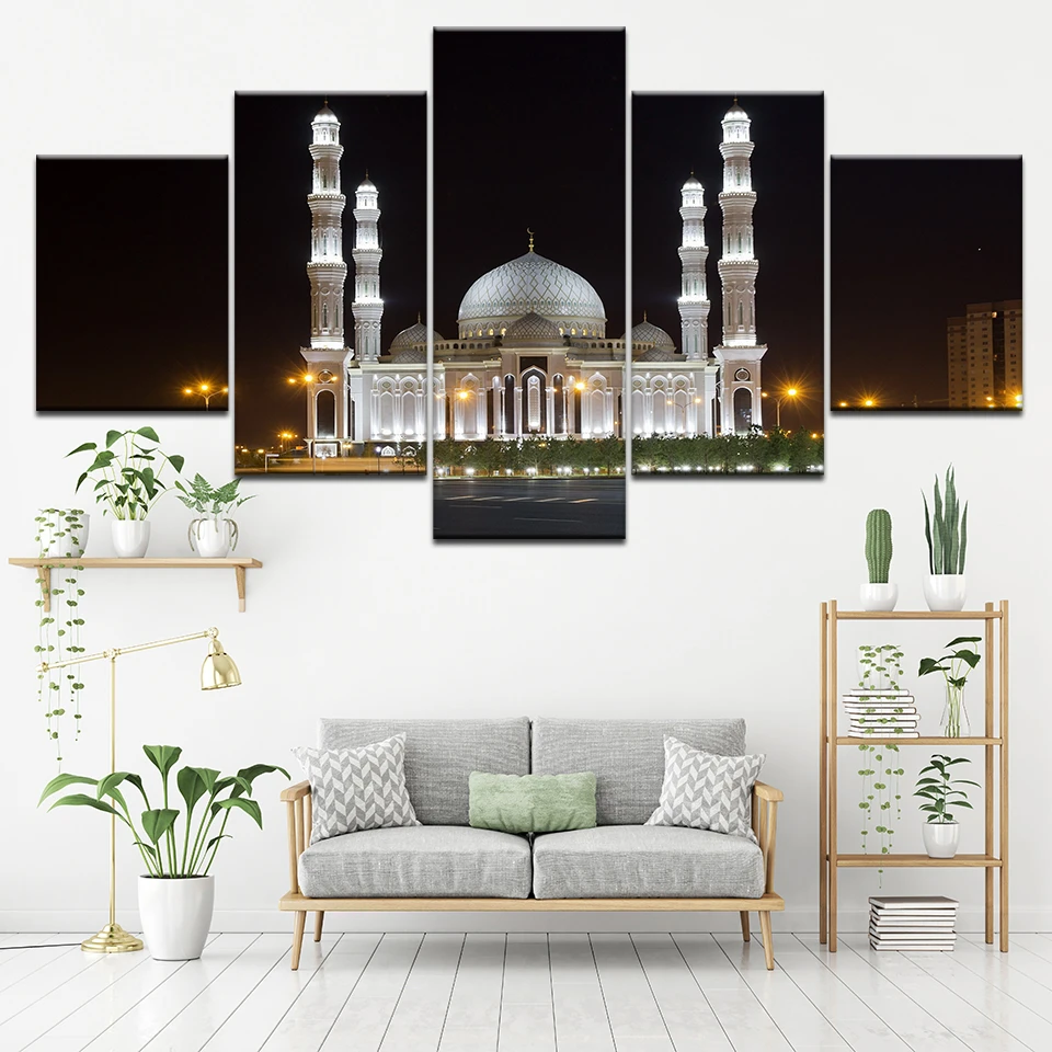 Taj Mahal Blue Sky 5 panel canvas Wall Art Home Decor Poster Print