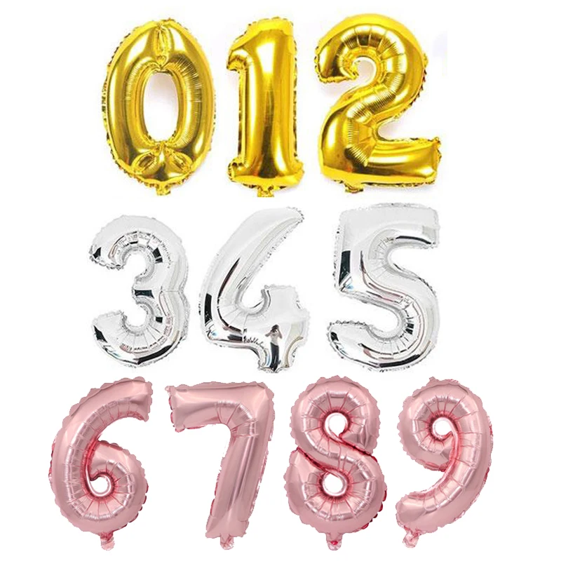 

1pc 32inch 40inch Rose Gold Silver Number Balloons Digit Helium Foil Ballon Baby Shower Birthday Party Wedding Decor Balls