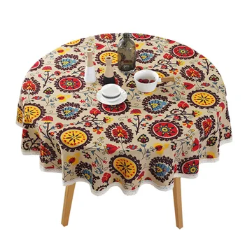 

New Arrival 150*150cm Lace Tablecloth Bohemian Table Cloth Round Table Cover National Cotton Tablecloth Hotel Dining Table Cover