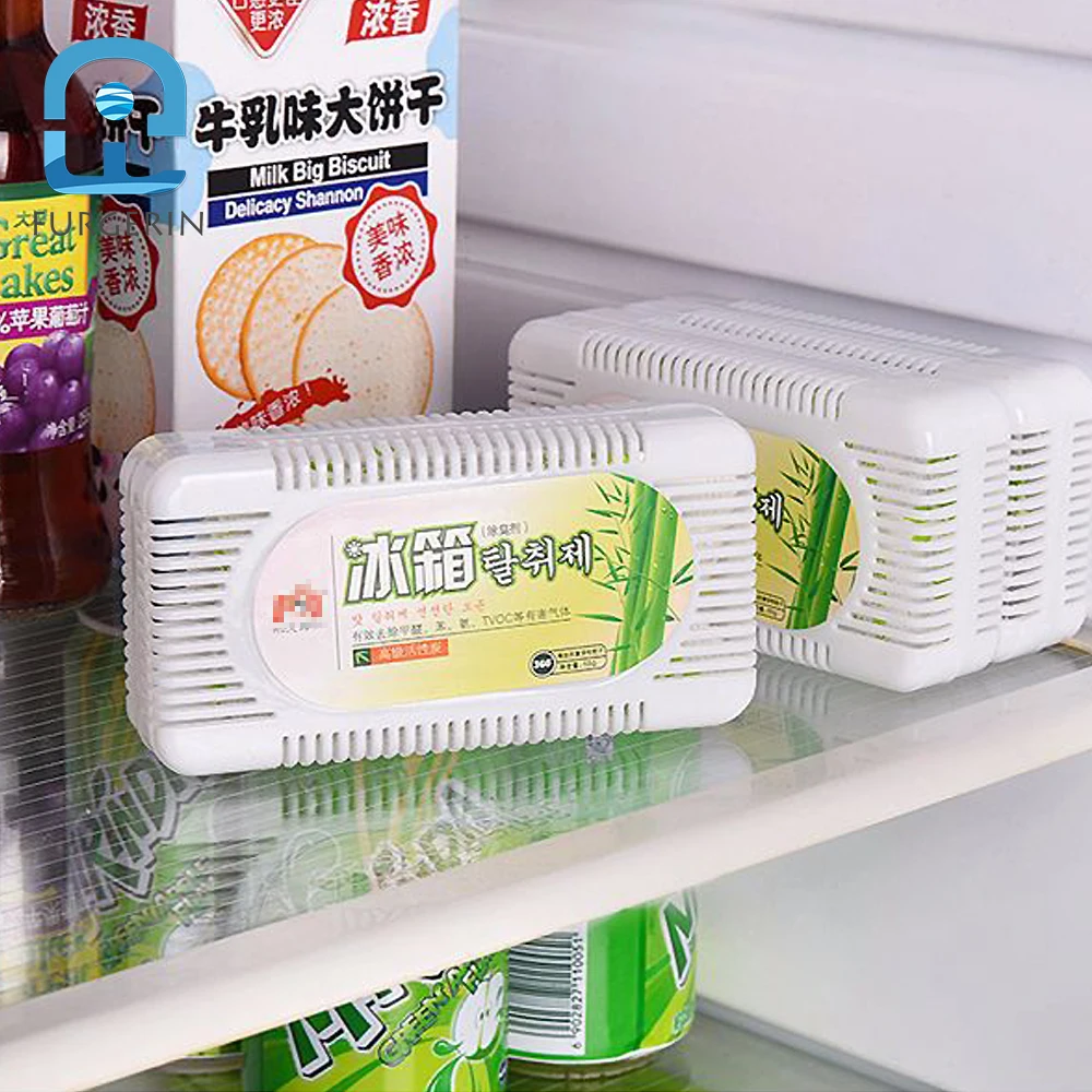 FURGERIN Fridge Activated Carbon Box Reusable Refrigerator Deodorizer Room Freshener fridge carbon air box Bamboo Basket