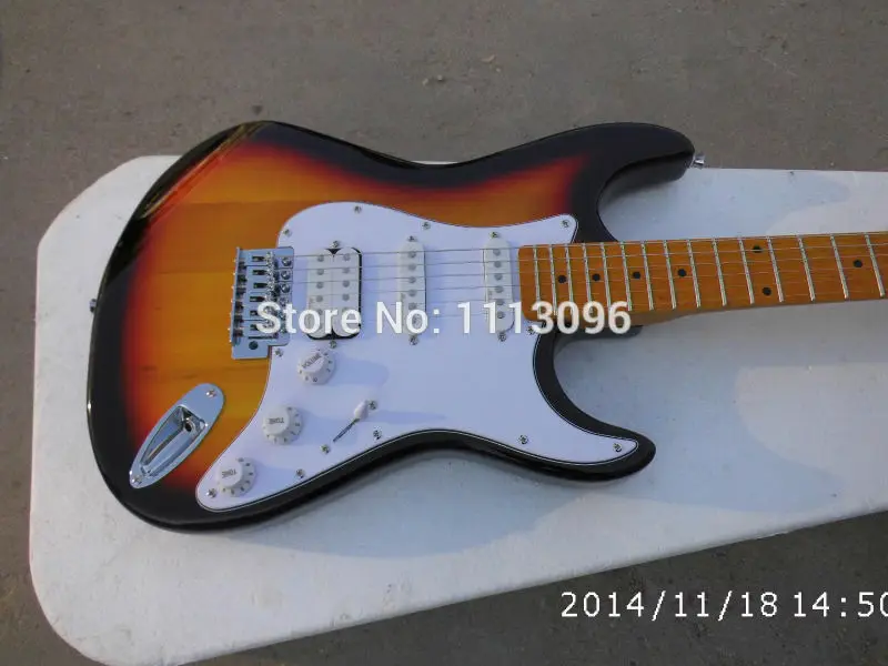 

Free shipping wholsale NEW guitarra st guitarra sunburst color maple neck oem electric guitar/with S-S-H pickups/guitar in china