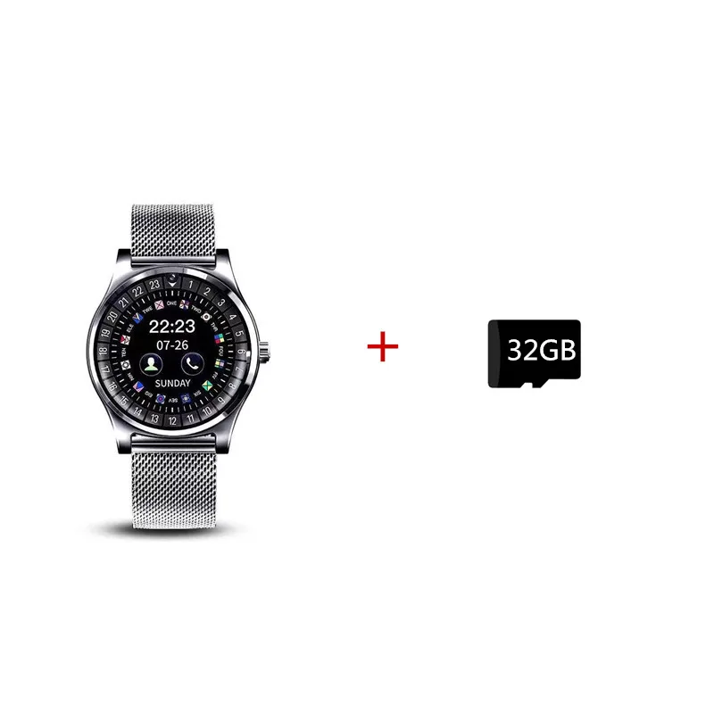 Водонепроницаемые Смарт-часы из нержавеющей стали, Bluetooth, Смарт-часы, поддержка TF, sim-карты, камера для IOS, iPhone, Android, телефон - Цвет: Silver 32GB