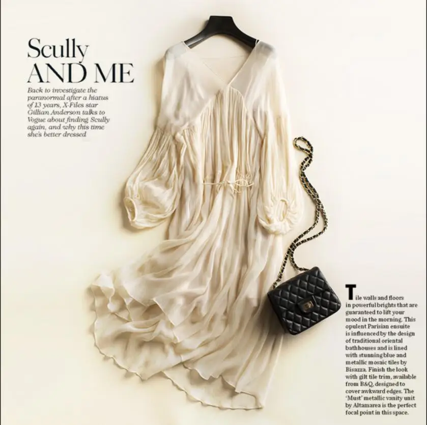 beige silk beach dress