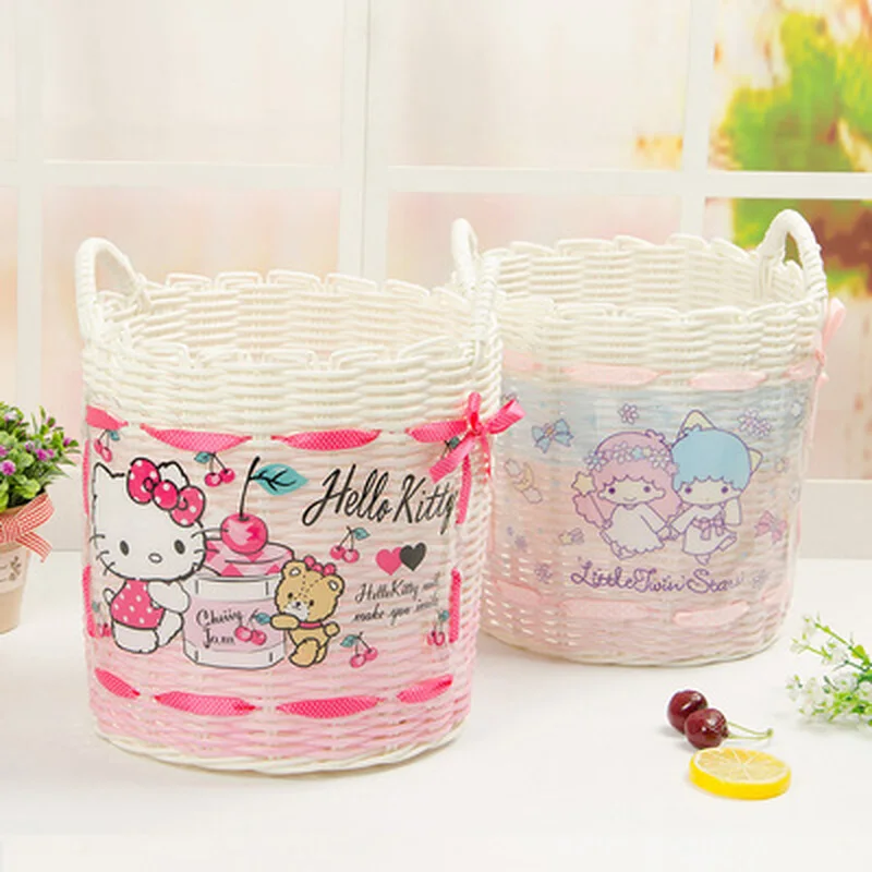 اليابانية نمط الكرتون المنزلية الحطام تخزين متعددة وظيفة التعميم الحياكة البلاستيك المنسوجة تعوق 1 قطعة سلة تخزين ملابس