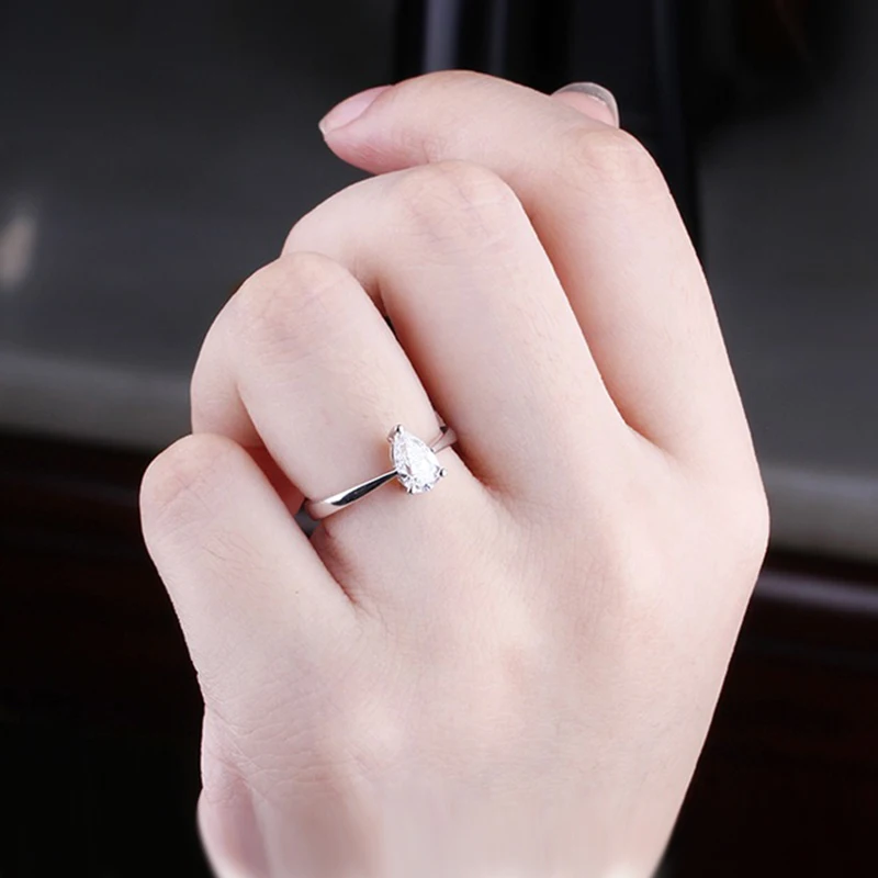 AEAW 0.5ct грушевидная огранка Forever Brilliant муассанит обручальное кольцо 925 серебряное уникальное Муассанит свадебное кольцо для женщин