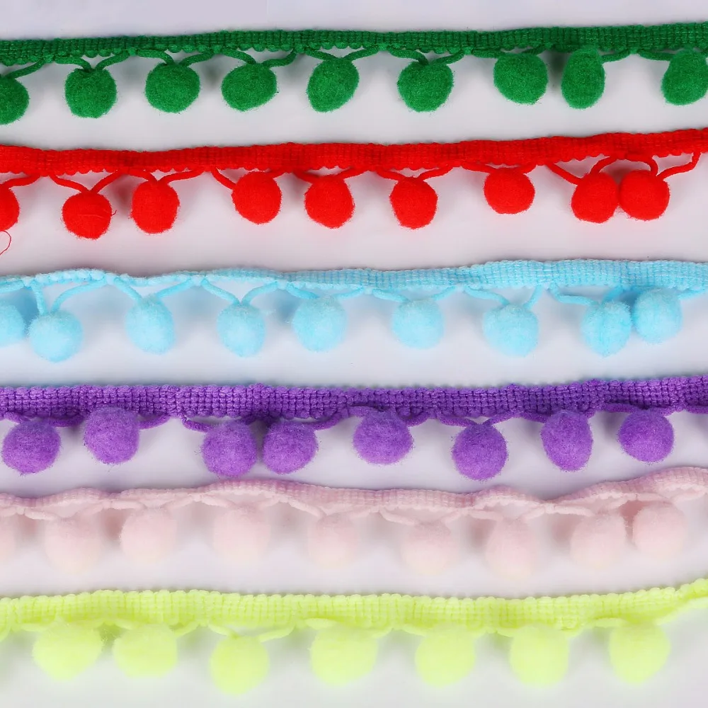 

2 Yards/lot 10mm Pom Pom Trim Ball Braid Lace Fringe Ribbons DIY Party Supplies Fabric Sewing Handmade Accessories