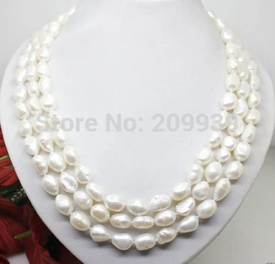 

FREE SHIPPING>>>@@ AS947 natural 7-8mm white pearl long necklace big baroque beads 100 inches