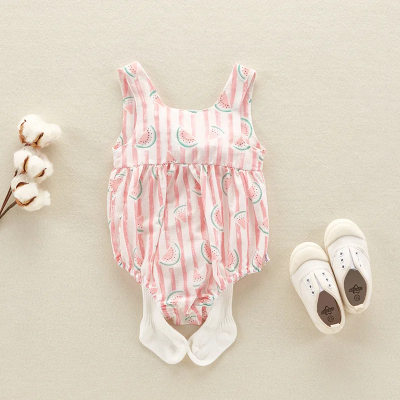Buy Newborn Baby Romper Girl Sleeveless Print Striped