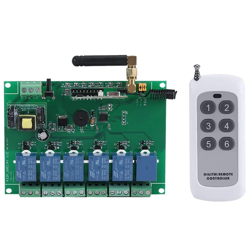 

110-240V 6 Channel RF Relay Module Board Control Switch 6-channel RF Receiving Controller High Stability 6 Channel Relay Modul