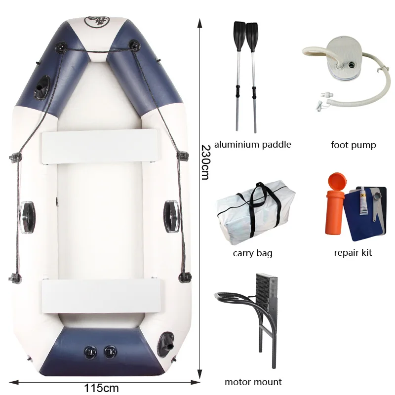 Открытый надувной 3 пресон надувная лодка рыбацкая лодка 230*115*30 см DWF пол алюминиевое весло ручной насос ремонтный комплект лодка плот - Цвет: SET B