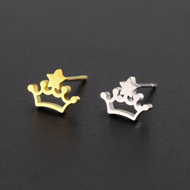 gold crown earrings
