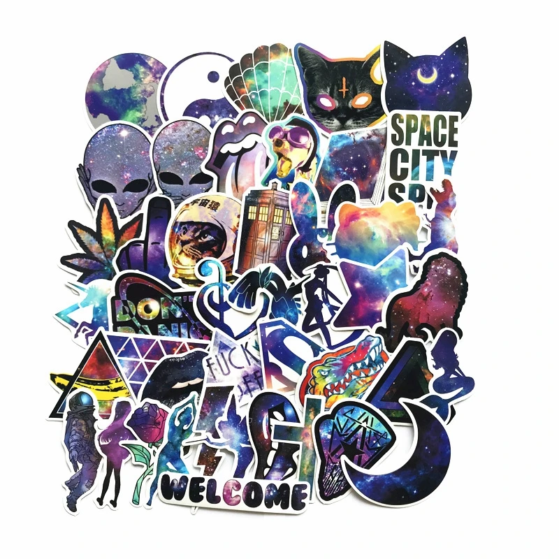 

Kids Toys Galaxy Starry Sky Stickers Luggage Graffiti Sticker Toys for Children Laptop Skateboard Waterproof Stickers Pack 42pcs