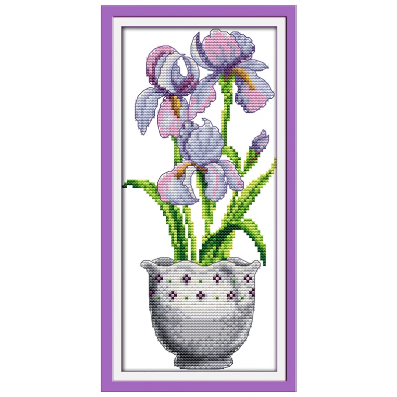 

Purple Flower Counted Pattern Cross Stitch 11CT printed 14CT Painting Cross-Stitch Kits Home Decor Embroidery Needlework