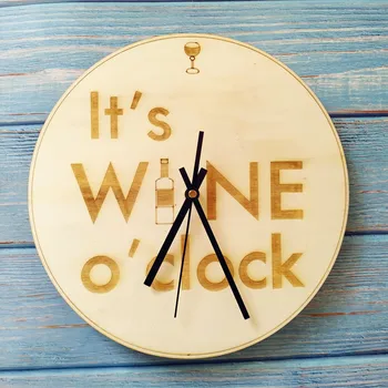 

Wood Laser Cut It's Wine o'clock Word Wall Clock Wine Lovers Gift Modern Wooden Home Sitting Room Wall Decor Unique Clocks Art