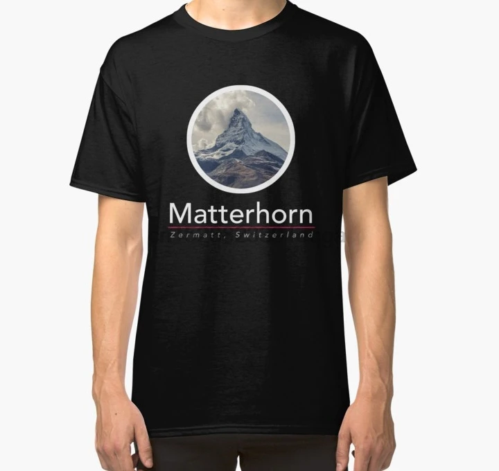 

Men Short sleeve tshirt Matterhorn Zermatt Swiss Alps T shirt Classic T Shirt Women t-shirt