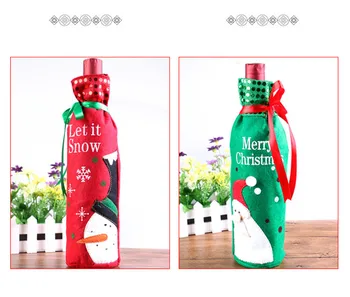 

30pcs/lot Christmas Wine Bottle Decor Set Santa Claus Snowman Bottle Cover Kitchen Decoration for New Year Xmas Dinner Party
