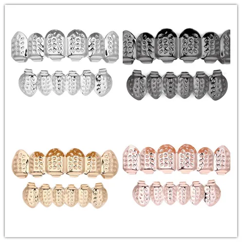 

Hip Hop Gold Teeth Grillz Top & Bottom Grills Dental Mouth Punk Fake Tooth Caps Cosplay Party Tooth Rock Rapper Body Jewelry Gif
