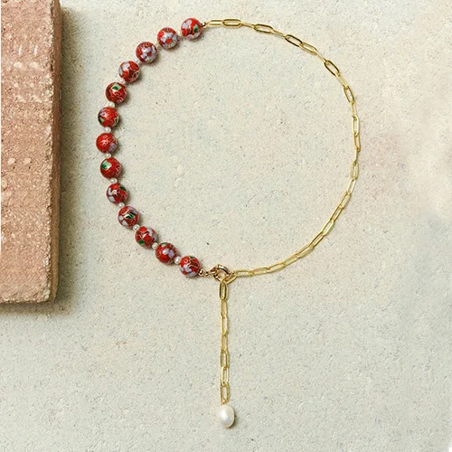 Женское тревожное ожерелье, жёлтое ожерелье из бисера Howlite, пресноводное жемчужное ожерелье GELA - Окраска металла: necklace 10