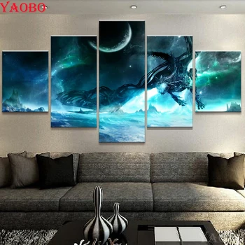 

5 Pcs round square Diamond Embroidery Multi-picture Lich King Dragon Diamond Painting Full Square Rhinestone Diamond Mosaic sale