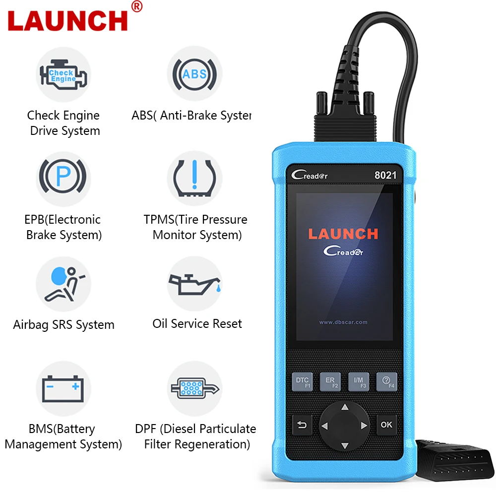 Launch CR8021 OBD2 сканер автомобильный инструмент для DPF регенерации масла SAS EPB система