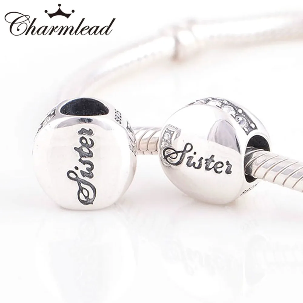 Charmlead pulsera de dijes Europa, Plata de Ley 925, hermana, carta de amor, abalorios, pulseras DIY, collares y colgantes|pandora charm bracelet|fit pandorabeads diy - AliExpress
