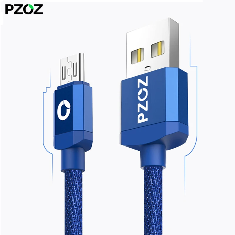 Pzoz Быстрая зарядка Micro USB Кабель нейлоновый шнур MicroUSB 2A Android Micro-USB 1 м 2 м 2 м 3 М Micro USB кабель зарядного устройства красный для Samsung