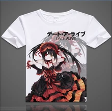 Fecha A Live Yoshino Kurumi Tokisaki Cosplay Camiseta de Moda T-shirt Anime Algodón Tops Camiseta Para Hombres Mujeres