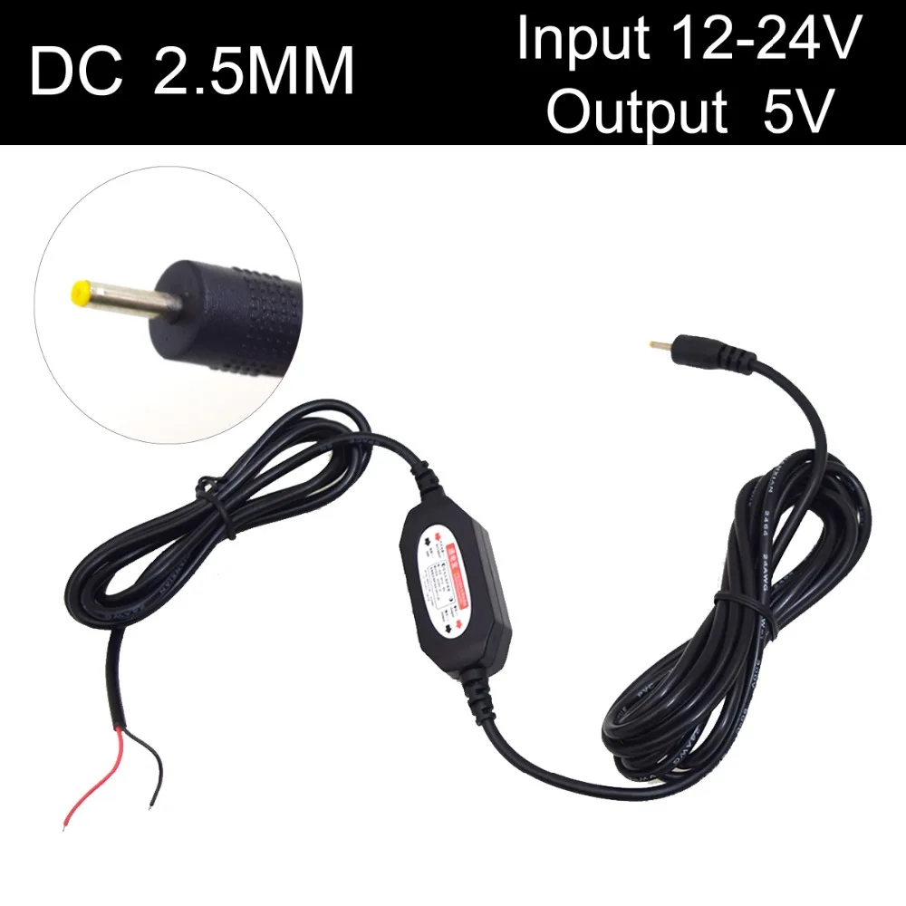 

Car Truck DC 12V 24V 36V to 5V Direct Link Step Down Hard Wired DC 2.5mm Pin Power Adapter Charger for Tablet Quick Charge