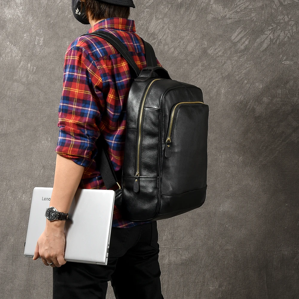 

Genuine Leather Backpacks women School Style Cowhide Travel Bag Real Leather Backpack Female Brand Designer 15' laptop Bagpack