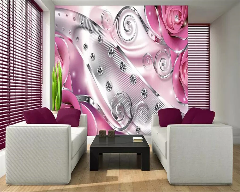 

beibehang Wall Panel Wallpaper Pink Diamond Line Photography Background Modern Europe Art Mural for Living Room Large Painting