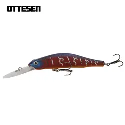 OTTESEN 1 шт./лот 120 мм 12,7 г приманка для рыбы длинный язык глубоководных погружений 3D-fish глаза Джеркбейт приостановить воблер бас приманка для