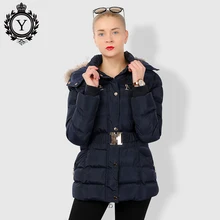 COUTUDI Winter Jacket Women Thick Warm Slim Medium Long Winter Woman Coat With Natural Fur Collar