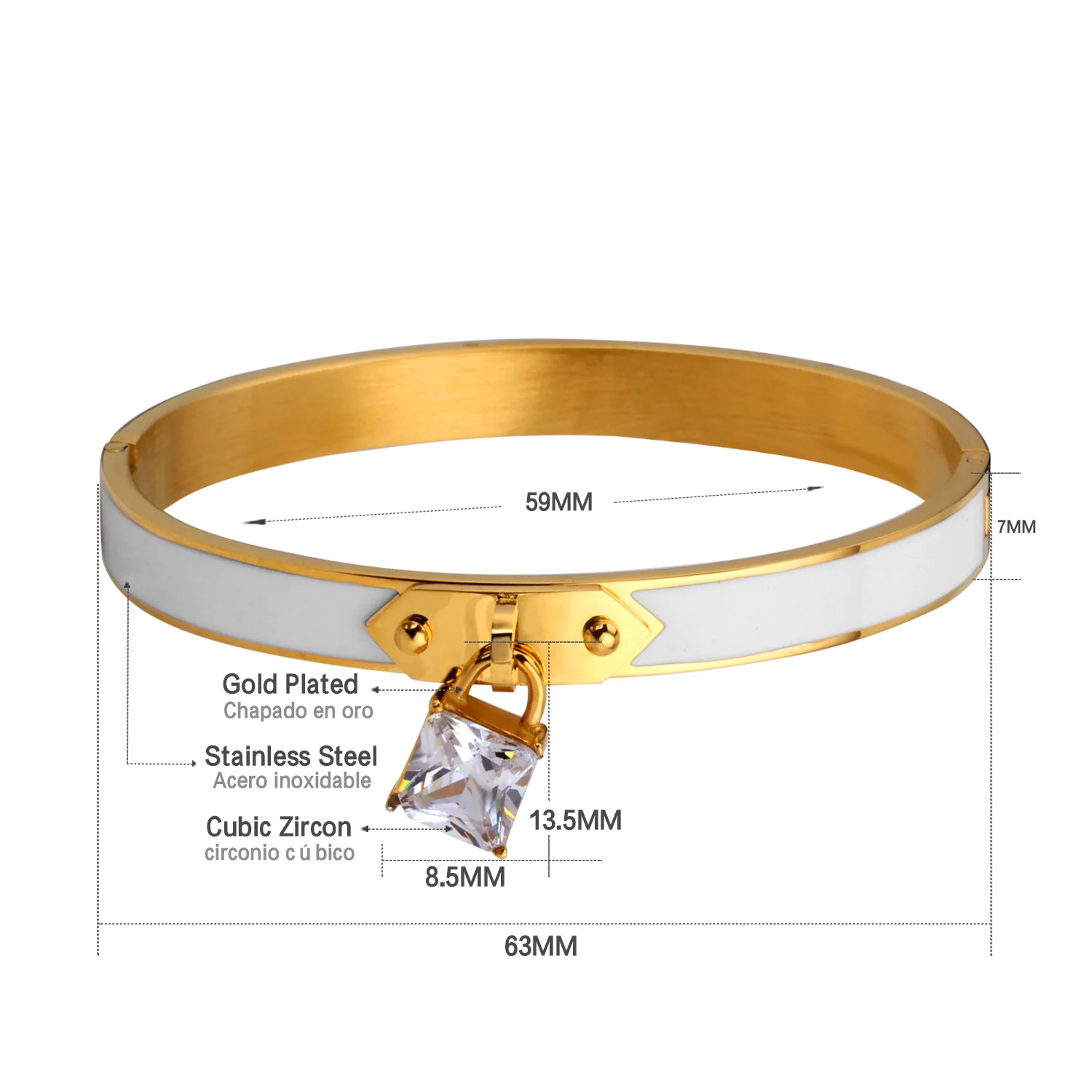 Женский браслет из нержавеющей стали LUXUSTEEL Круглый золотого цвета с замком