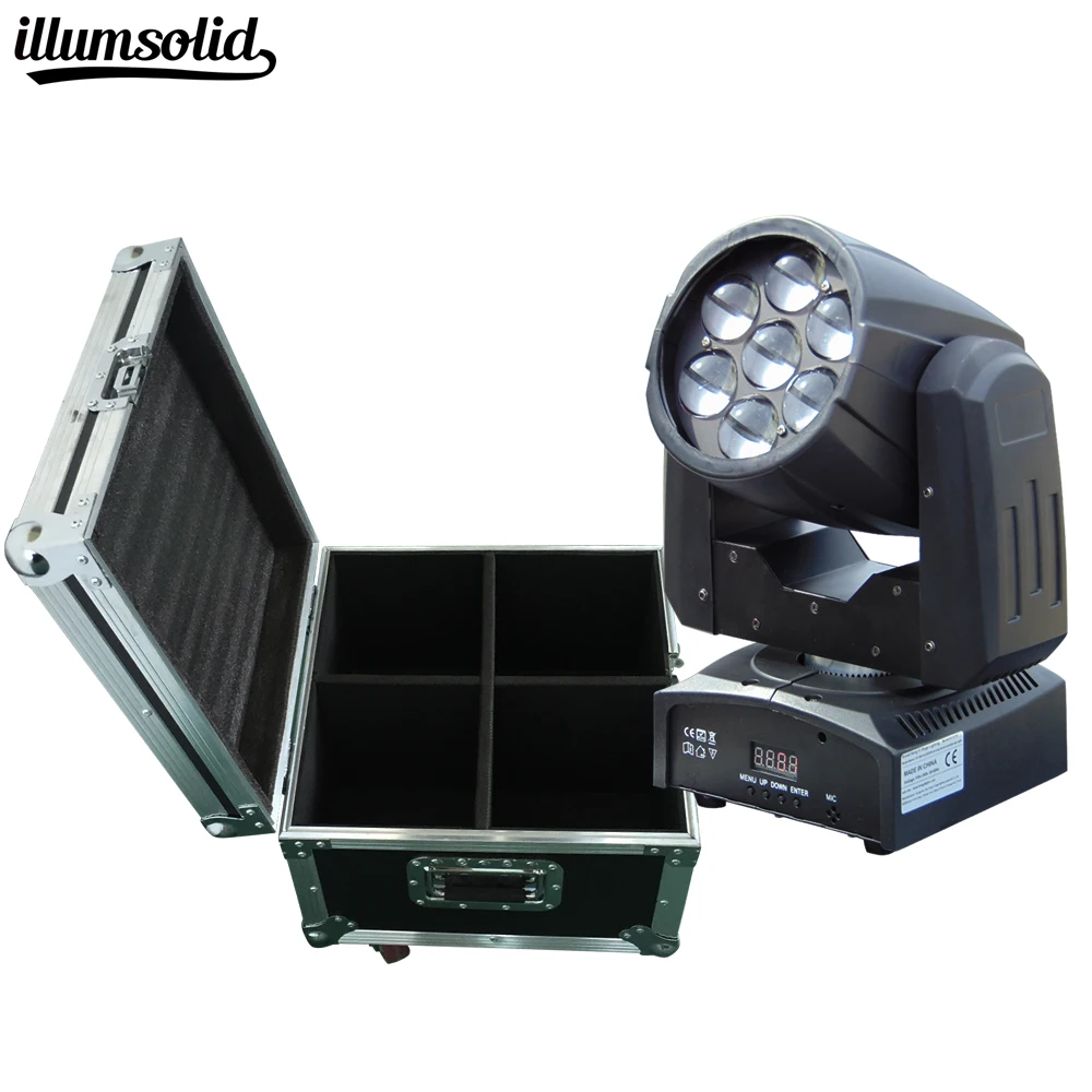 

4PCS Flight Case with 6pieces LED zoom 7x12W RGBW Lighting 4IN1 LED Stage Lighting for Disco KTV Party Fast Shipping