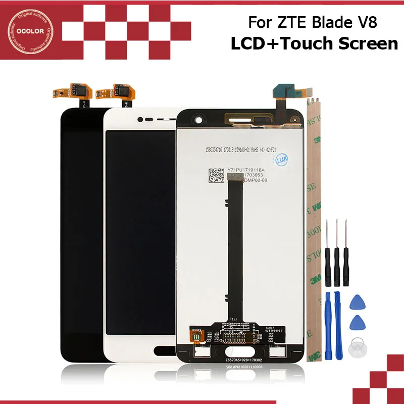 

ocolor For ZTE Blade V8 LCD Display + Digitizer Touch Screen Assembly Replacement Parts For ZTE Blade V8 Cellphone+Tools+Tape