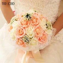 YO CHO – Bouquet de Roses Artificielles PE, Fausses Perles, Fournitures de Mariage, Décorations de Festival