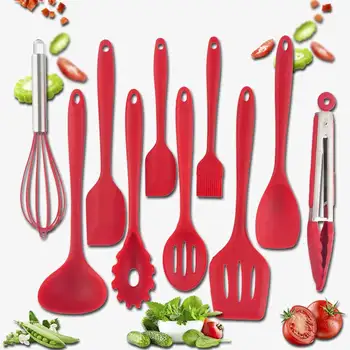 

10pcs Silicone Cookware Kitchenware Set Heat Resistant Nonstick Spoon Spatula Ladle Egg Beaters Kitchen Cooking Baking Tools