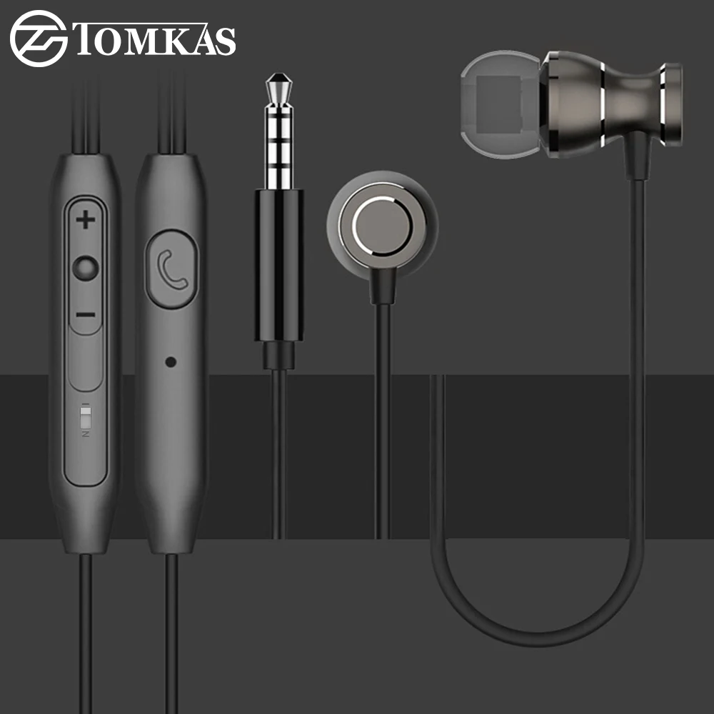 TOMKAS наушники с микрофоном для мобильного телефона универсальный металлический